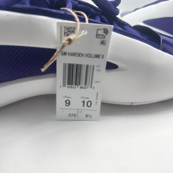 Adidas SM Harden Volume 8 Men\'s Size 8.5 White Purple Basketball Shoes JP5440
